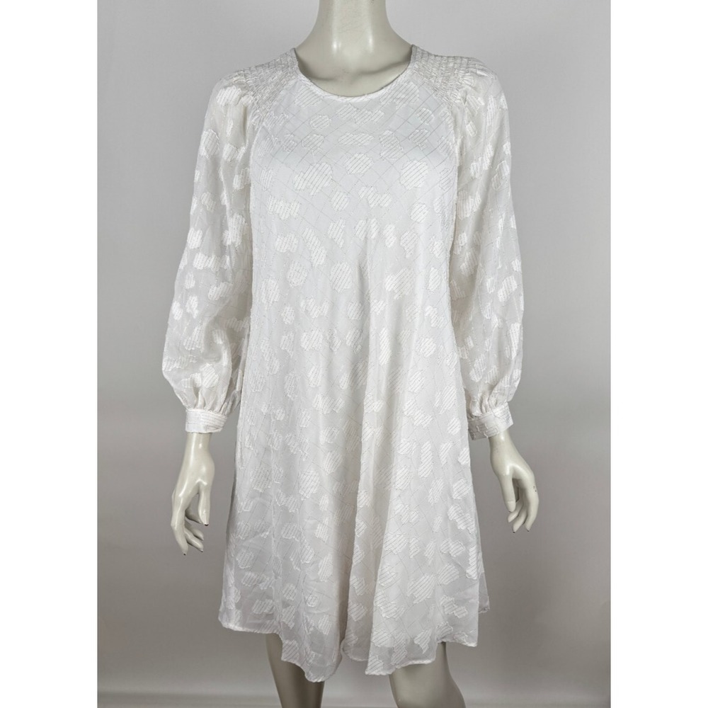 Calvin Klein Chiffon Shift‎ Dress Women 6 NWT 3/4 Sleeve Round Neck Lined